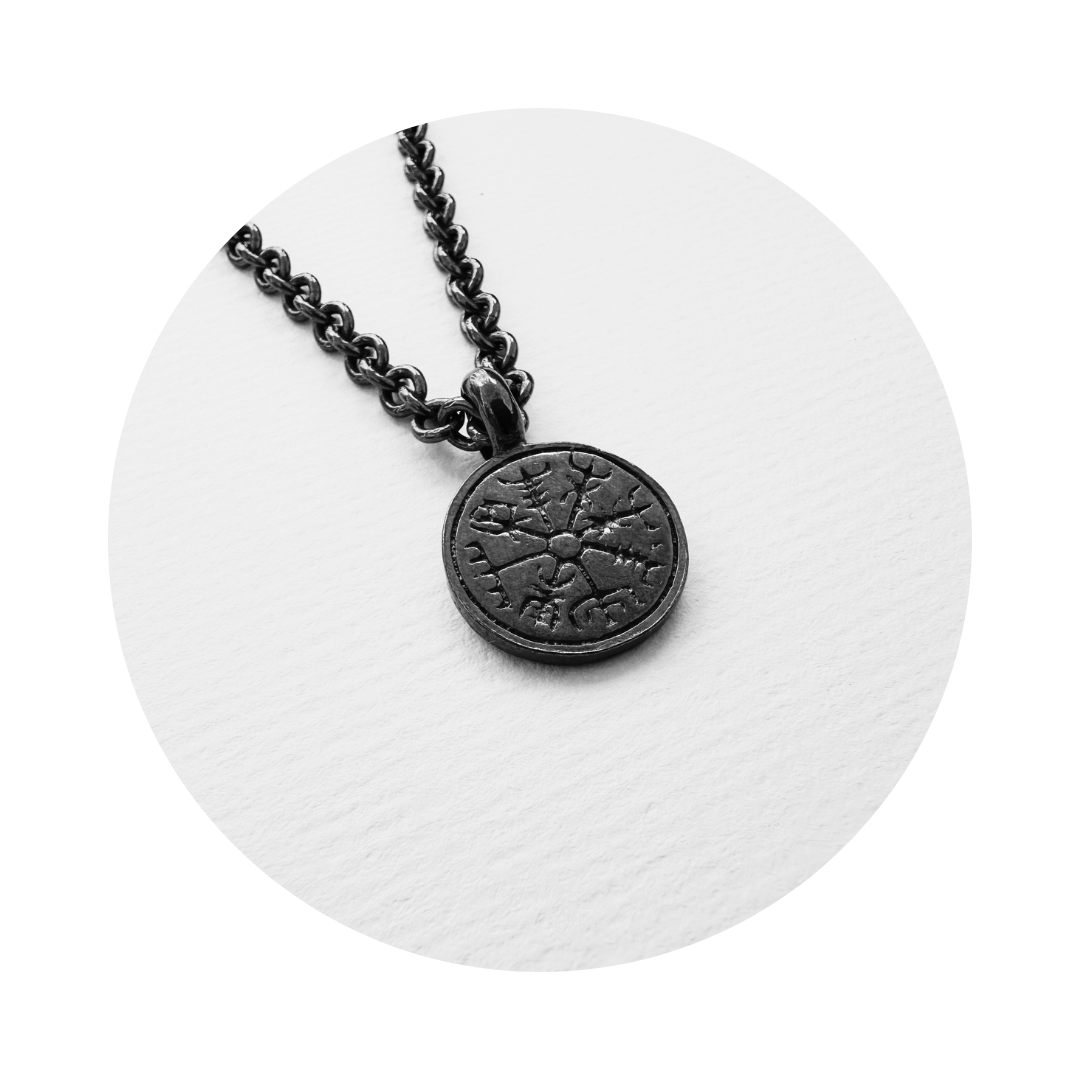 OXIDISED VEGVISIR | NORSE COMPASS NECKLACE